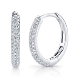 0.21CT 14K W/G DIAMOND PAVE HOOP EARRING