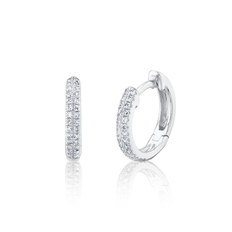 0.12CT 14K W/G DIAMOND PAVE HUGGIE EARRING