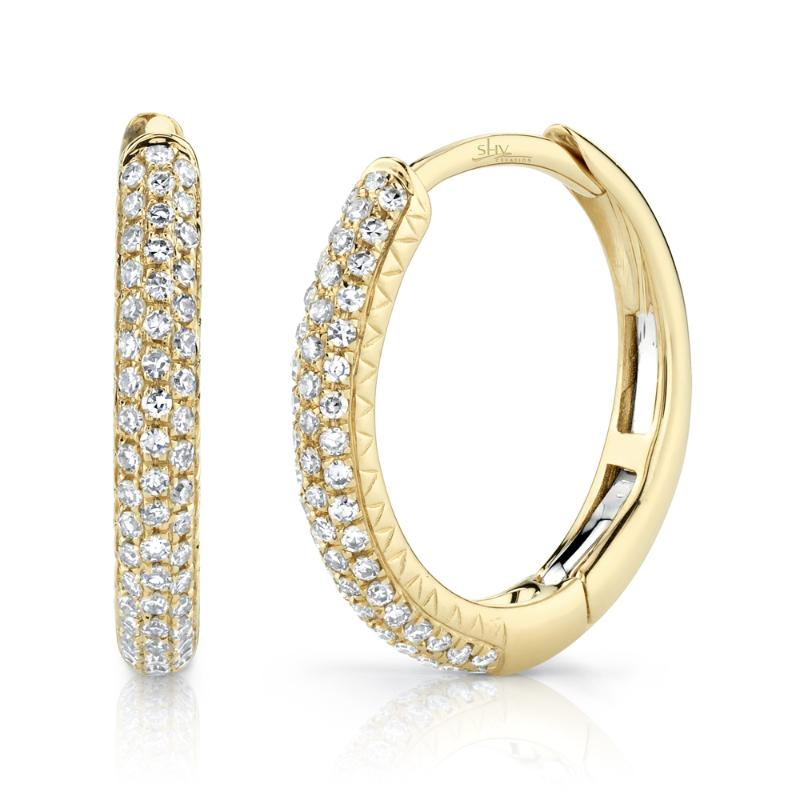0.21CT 14K Y/G DIAMOND PAVE HOOP EARRING