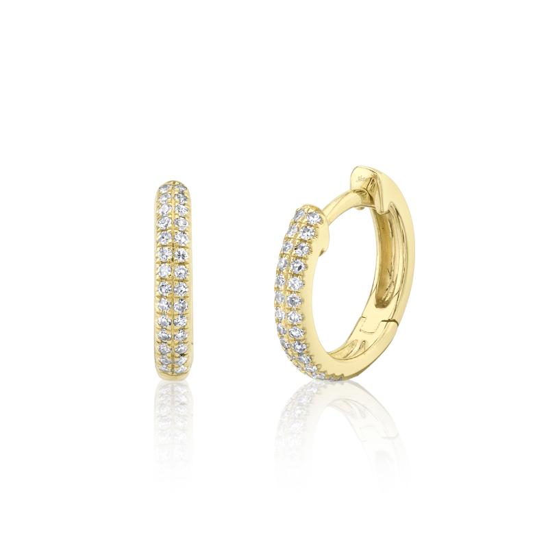 0.12CT 14K Y/G DIAMOND PAVE HUGGIE EARRING