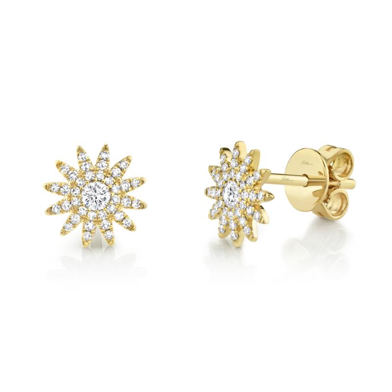 0.24CT 14K Y/G DIAMOND STARBURST STUD EARRING