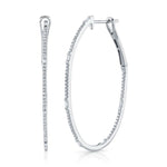 0.44CT 14K W/G DIAMOND BAGUETTE OVAL HOOP EARRING