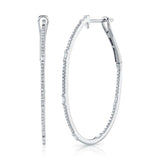 0.44CT 14K W/G DIAMOND BAGUETTE OVAL HOOP EARRING