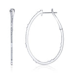0.44CT 14K W/G DIAMOND BAGUETTE OVAL HOOP EARRING