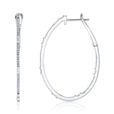 0.44CT 14K W/G DIAMOND BAGUETTE OVAL HOOP EARRING