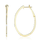 0.44CT 14K Y/G DIAMOND BAGUETTE OVAL HOOP EARRING