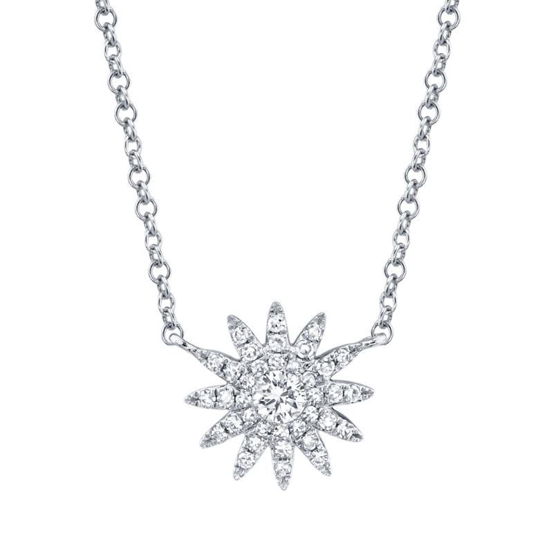 0.15CT 14K W/G DIAMOND STARBURST NECKLACE