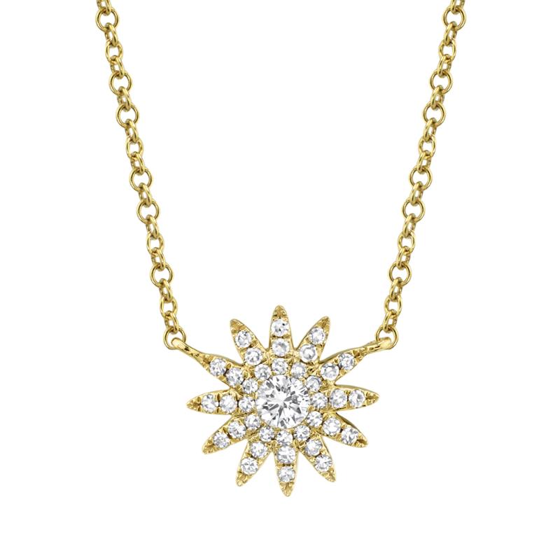 0.15CT 14K Y/G DIAMOND STARBURST NECKLACE
