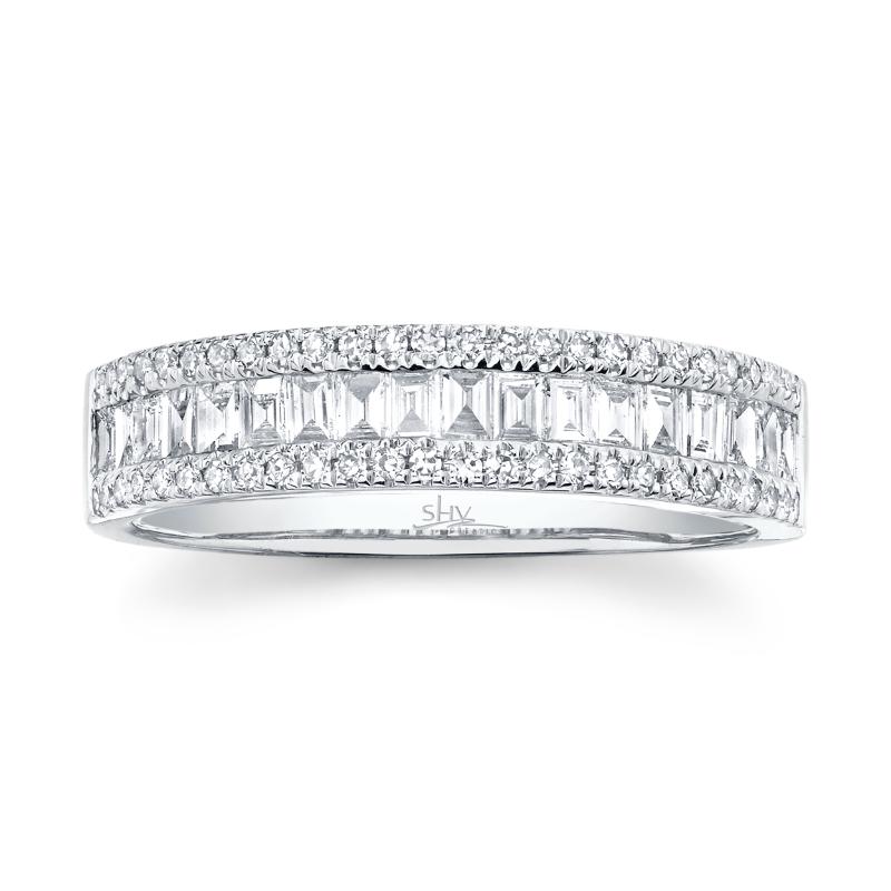 0.55CT 14K W/G DIAMOND BAGUETTE LADYS BAND