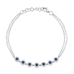 0.21CT DIAMOND & 0.53CT BLUE SAPPHIRE 14K W/G BRACELET