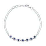 0.21CT DIAMOND & 0.53CT BLUE SAPPHIRE 14K W/G BRACELET