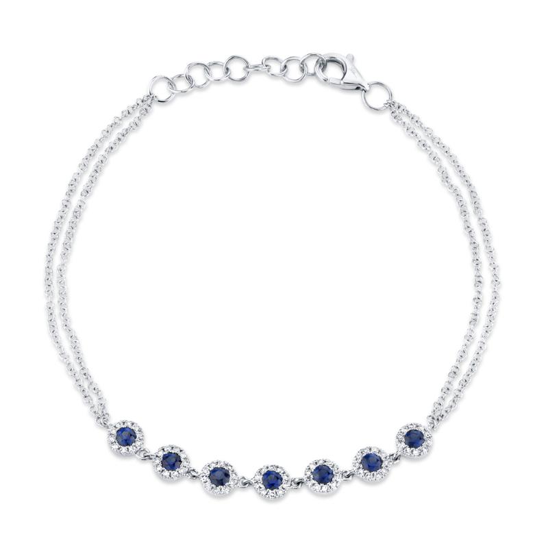 0.21CT DIAMOND & 0.53CT BLUE SAPPHIRE 14K W/G BRACELET