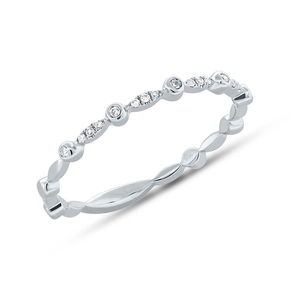 0.06CT 14K W/G DIAMOND LADYS BAND SZ 6