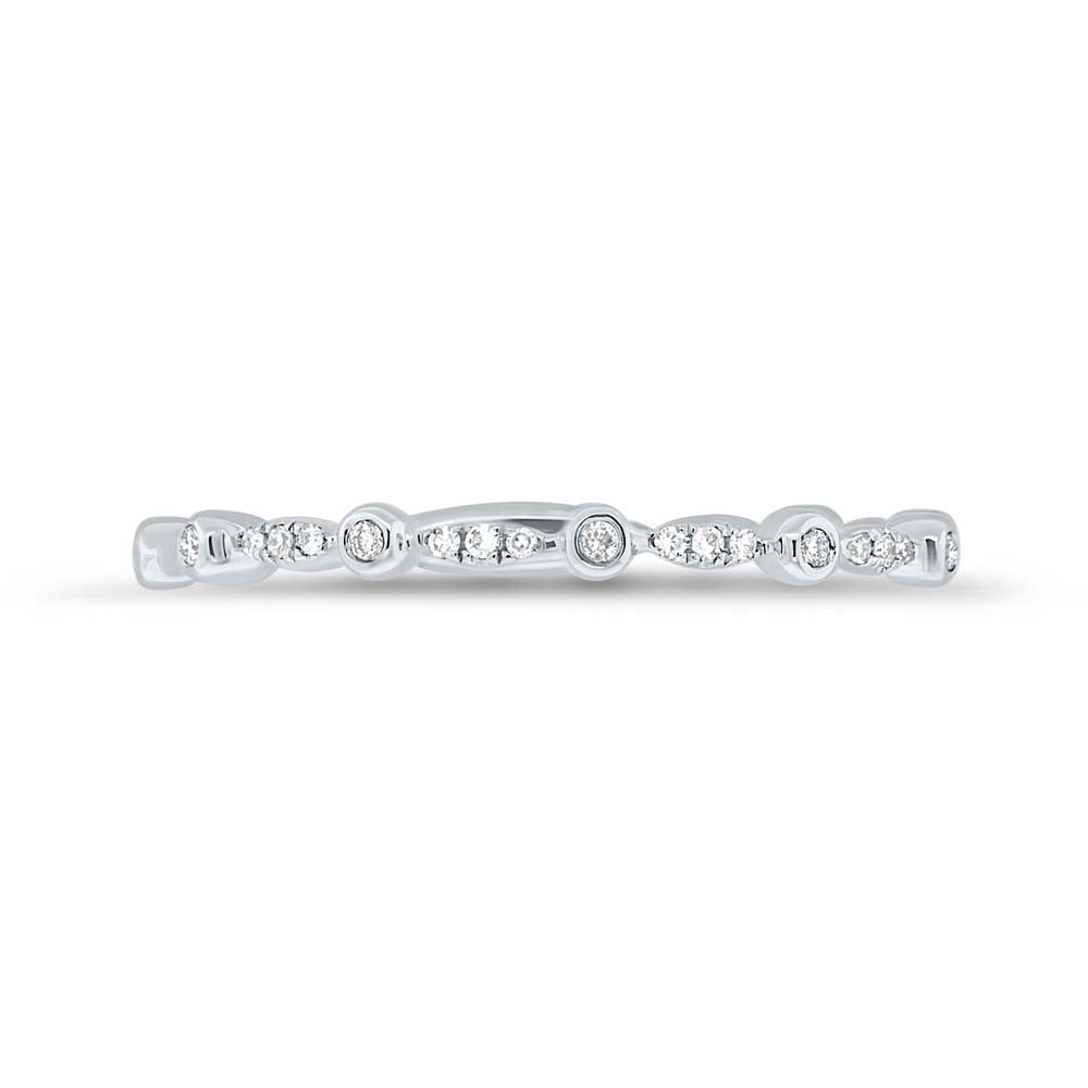 0.06CT 14K W/G DIAMOND LADYS BAND SZ 8