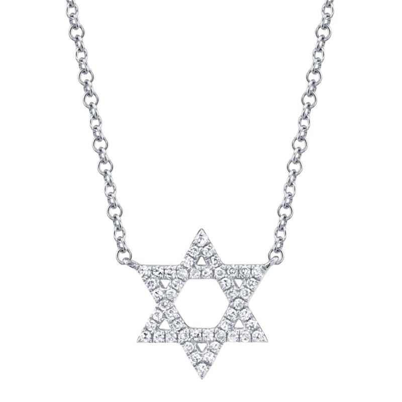 0.11CT 14K W/G DIAMOND STAR OF DAVID NECKLACE