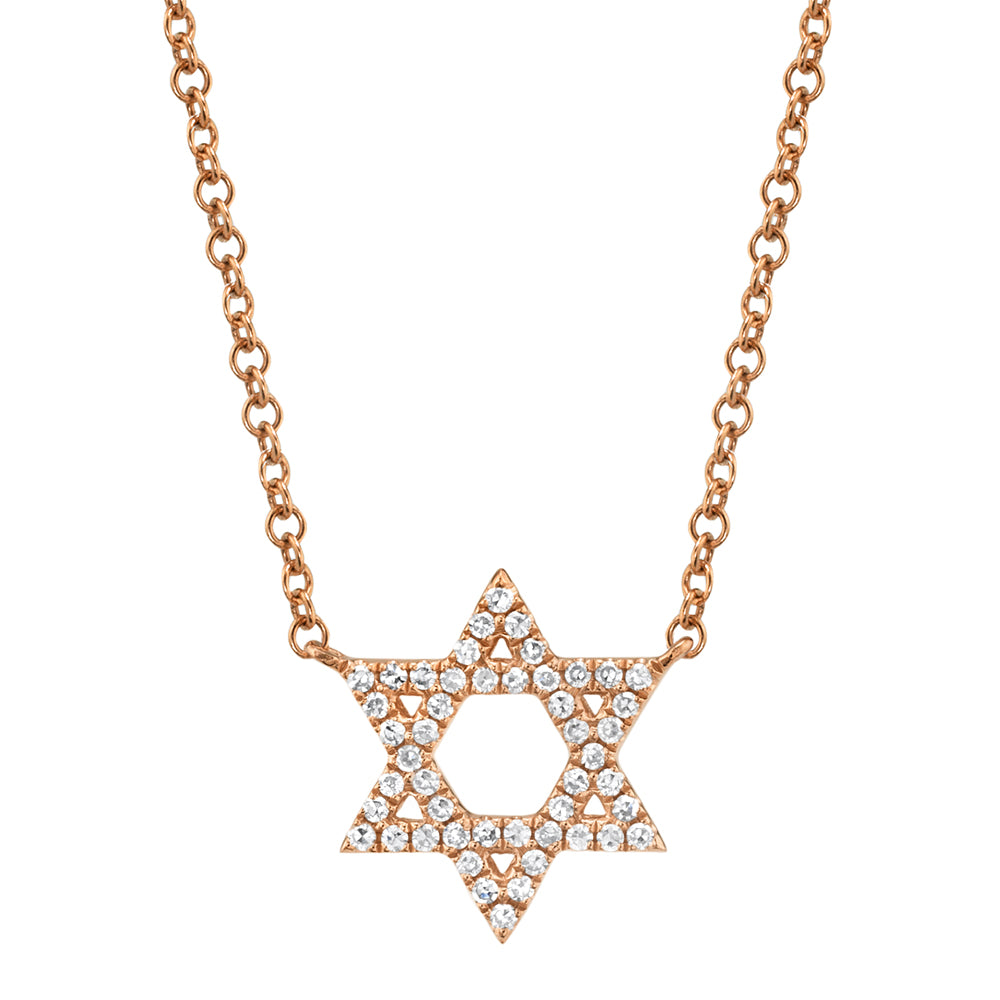 0.11CT 14K R/G DIAMOND STAR OF DAVID NECKLACE