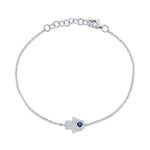0.09CT DIAMOND & 0.08CT BLUE SAPPHIRE 14K W/G HAMSA BRACELET