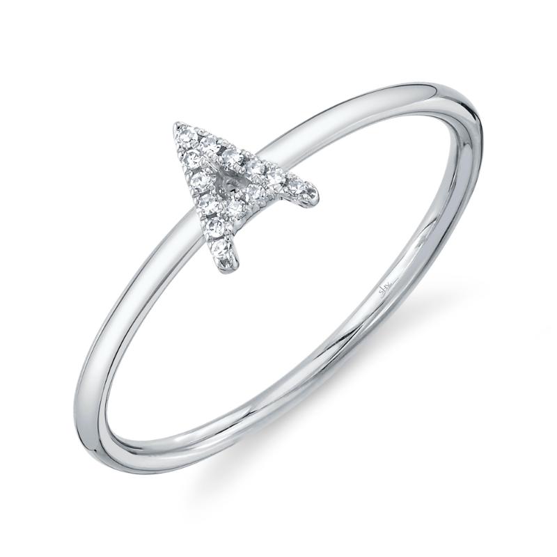 0.04CT 14K W/G DIAMOND LADYS RING - INITIAL A