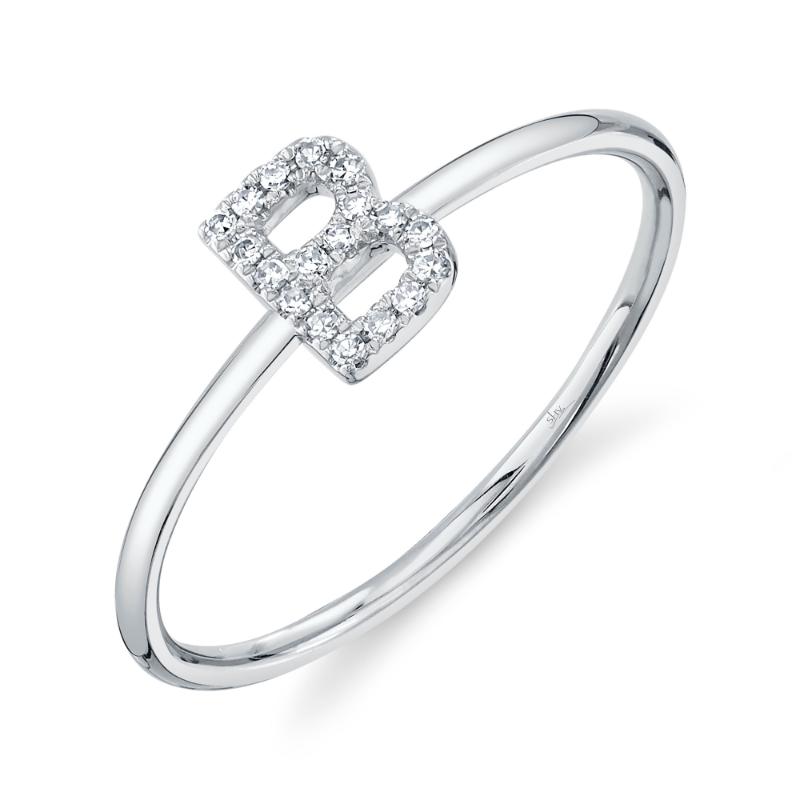 0.06CT 14K W/G DIAMOND LADYS RING - INITIAL B