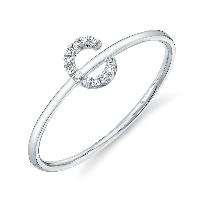 0.04CT 14K W/G DIAMOND LADYS RING - INITIAL C