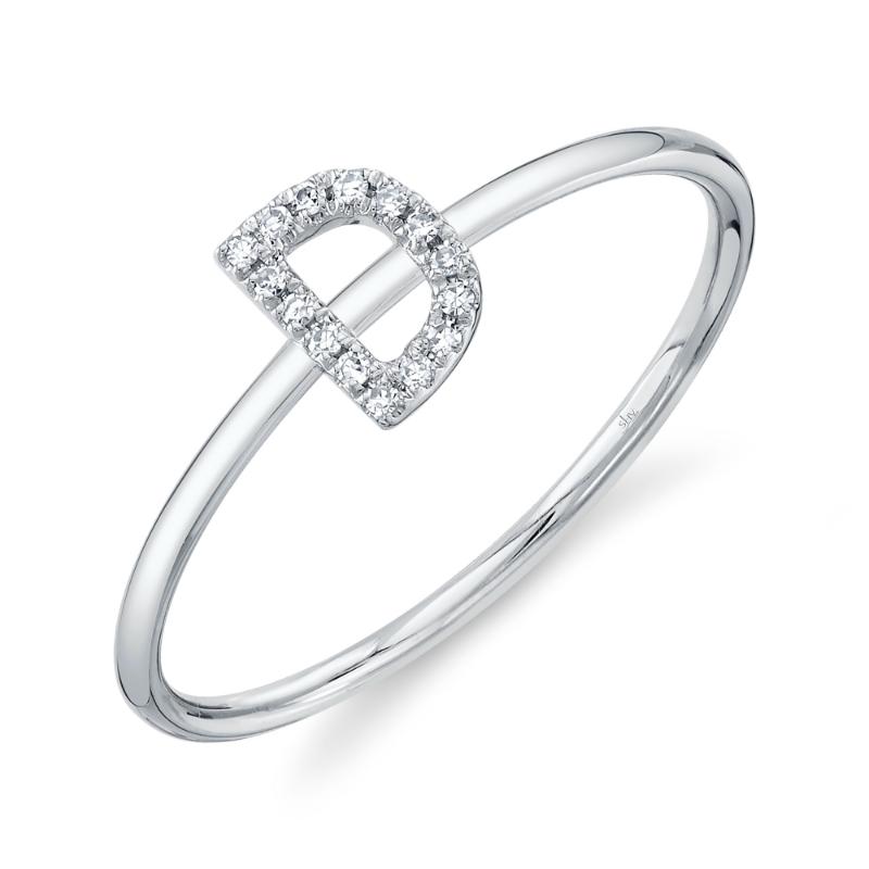 0.05CT 14K W/G DIAMOND LADYS RING - INITIAL D