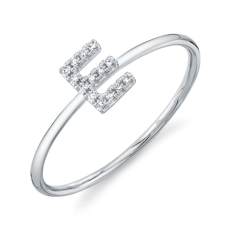 0.05CT 14K W/G DIAMOND LADYS RING - INITIAL E