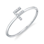 0.04CT 14K W/G DIAMOND LADYS RING - INITIAL F