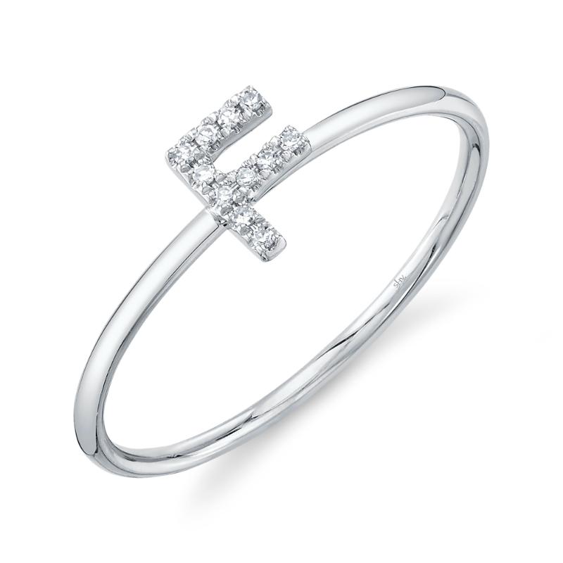 0.04CT 14K W/G DIAMOND LADYS RING - INITIAL F