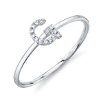 0.05CT 14K W/G DIAMOND LADYS RING - INITIAL G