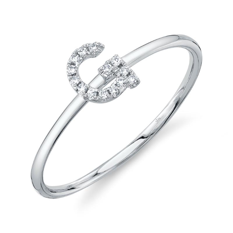 0.05CT 14K W/G DIAMOND LADYS RING - INITIAL G