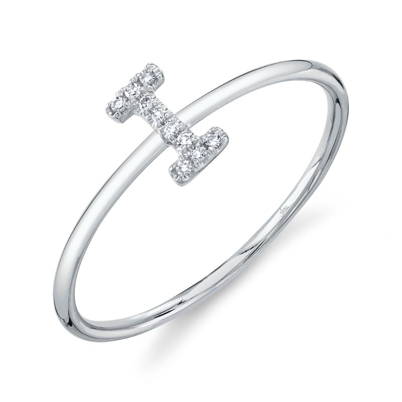 0.03CT 14K W/G DIAMOND LADYS RING - INITIAL I