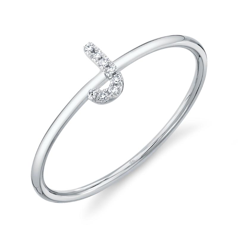 0.03CT 14K W/G DIAMOND LADYS RING - INITIAL J