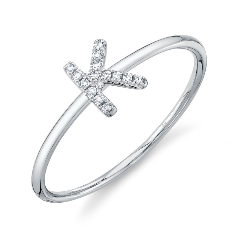 0.05CT 14K W/G DIAMOND LADYS RING - INITIAL K