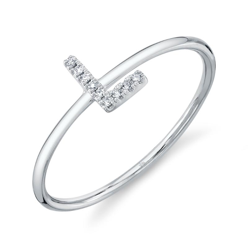 0.03CT 14K W/G DIAMOND LADYS RING - INITIAL L