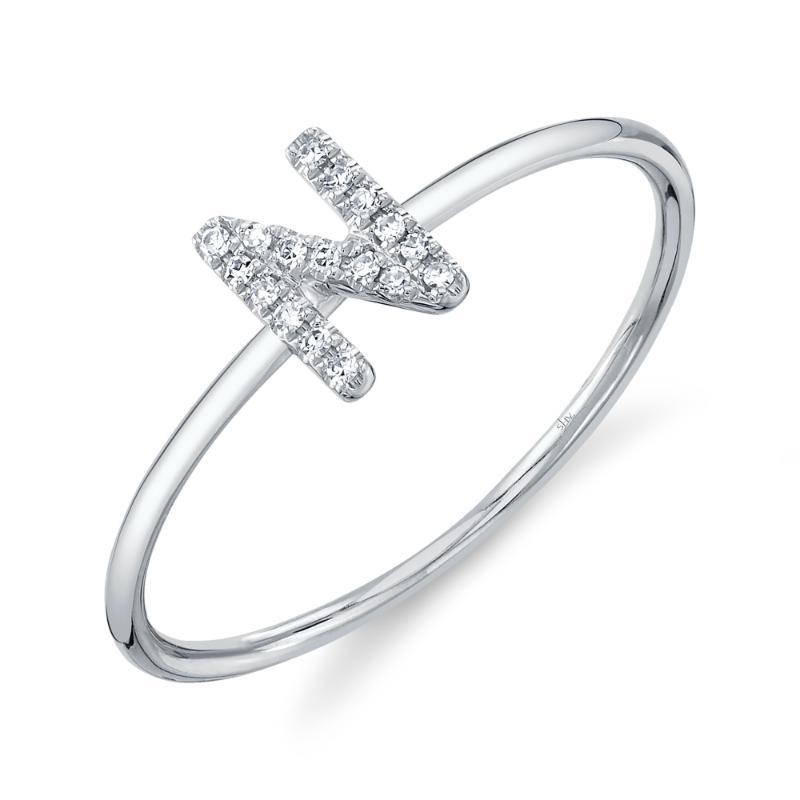 0.05CT 14K W/G DIAMOND LADYS RING - INITIAL N