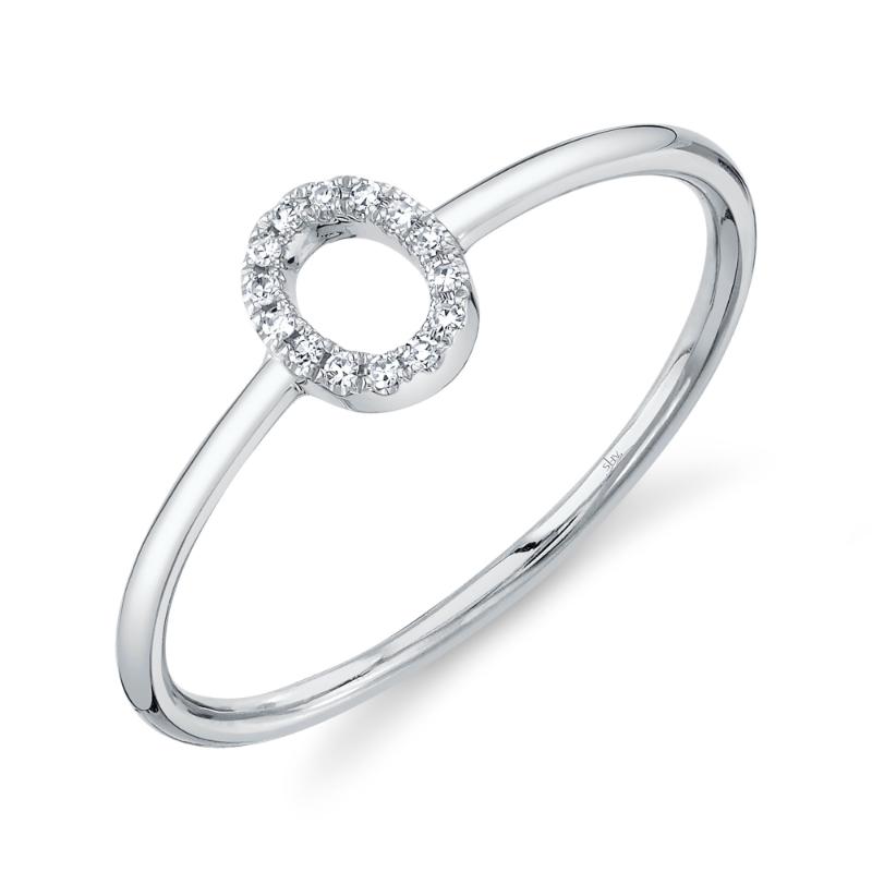 0.04CT 14K W/G DIAMOND LADYS RING - INITIAL O