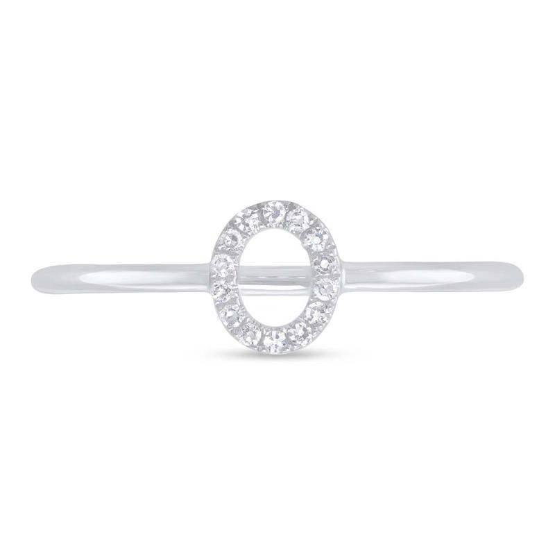 0.04CT 14K W/G DIAMOND LADYS RING - INITIAL O