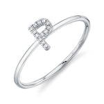 0.04CT 14K W/G DIAMOND LADYS RING - INITIAL P