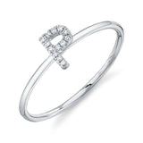 0.04CT 14K W/G DIAMOND LADYS RING - INITIAL P