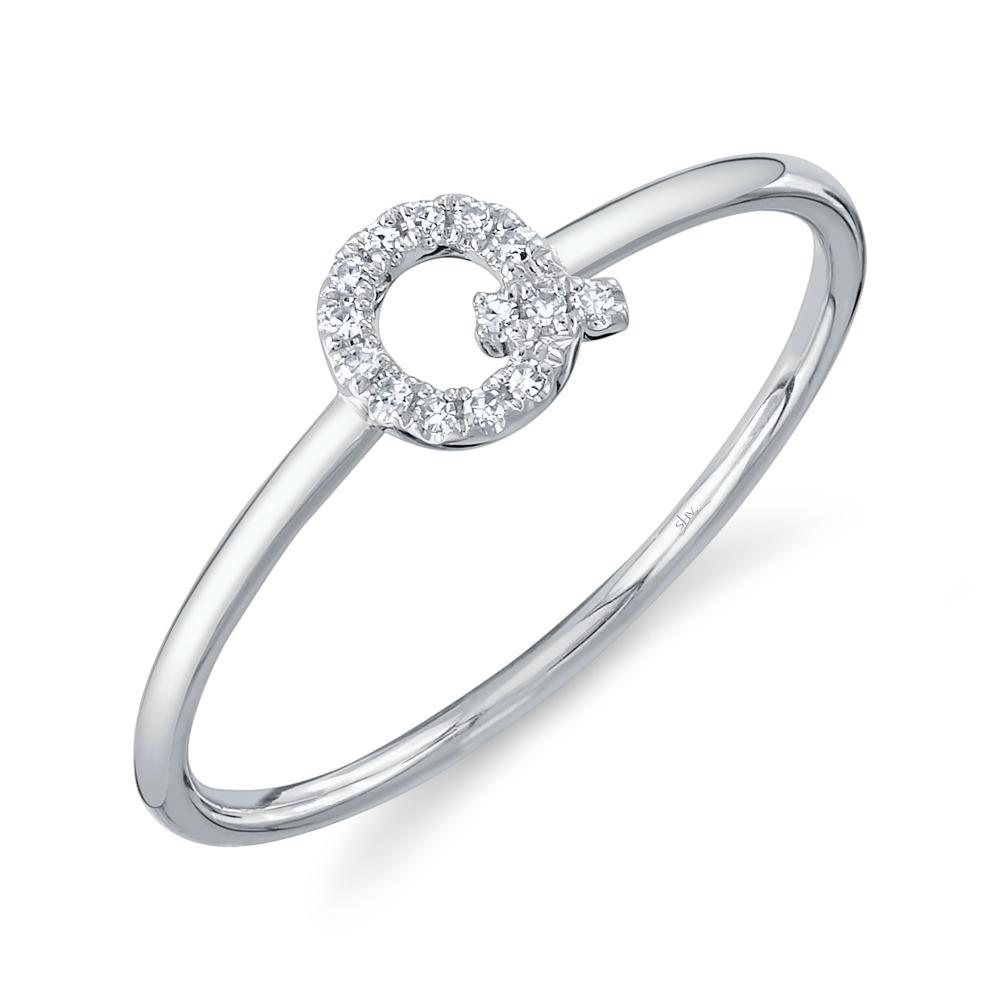 0.04CT 14K W/G DIAMOND LADYS RING - INITIAL Q
