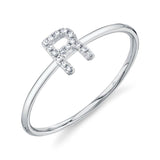 0.05CT 14K W/G DIAMOND LADYS RING - INITIAL R