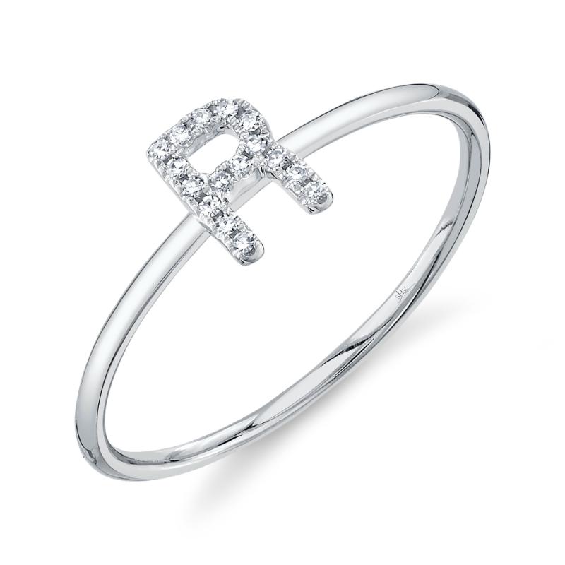 0.05CT 14K W/G DIAMOND LADYS RING - INITIAL R