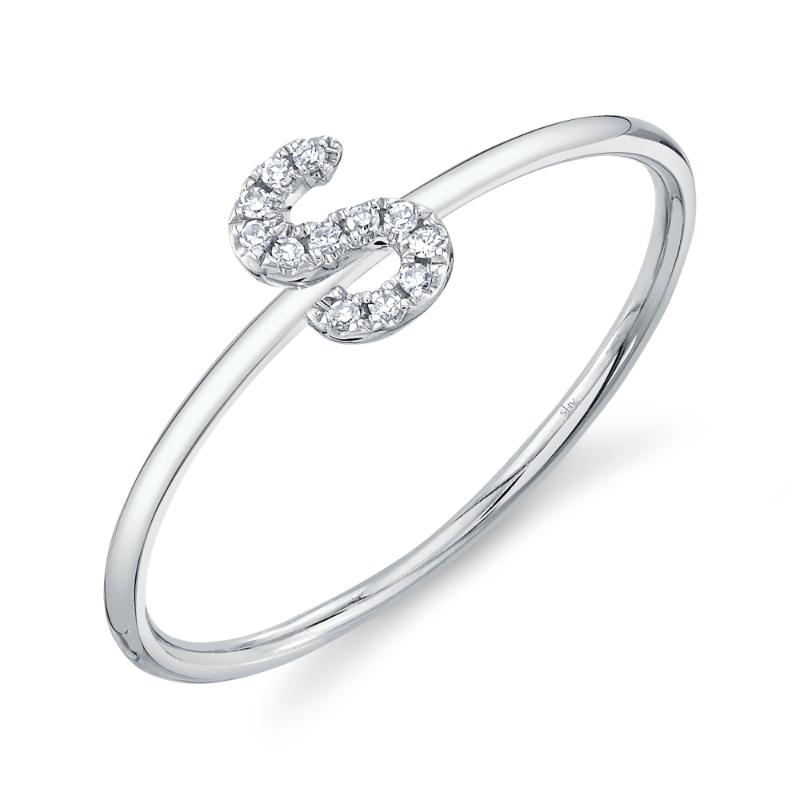0.04CT 14K W/G DIAMOND LADYS RING - INITIAL S