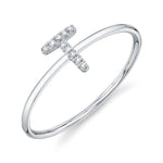 0.03CT 14K W/G DIAMOND LADYS RING - INITIAL T