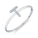 0.03CT 14K W/G DIAMOND LADYS RING - INITIAL T