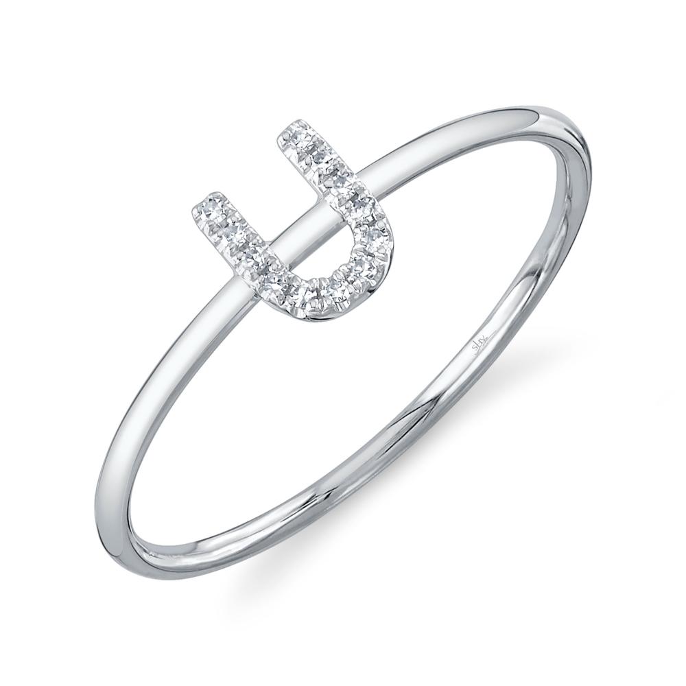 0.04CT 14K W/G DIAMOND LADYS RING - INITIAL U