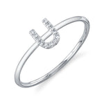 0.04CT 14K W/G DIAMOND LADYS RING - INITIAL U