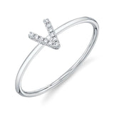 0.04CT 14K W/G DIAMOND LADYS RING - INITIAL V