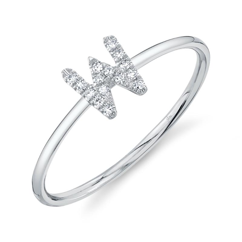 0.05CT 14K W/G DIAMOND LADYS RING - INITIAL W