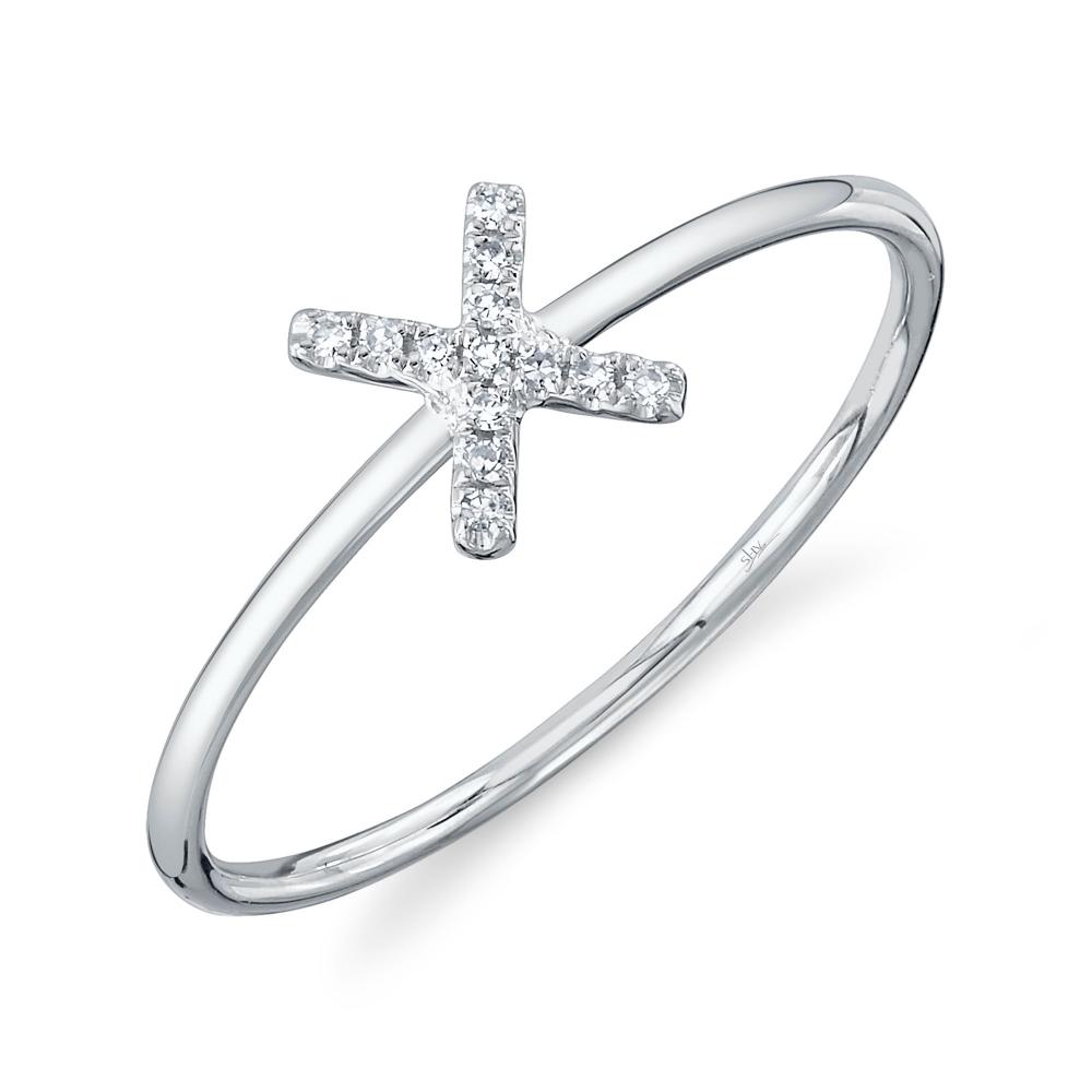 0.05CT 14K W/G DIAMOND LADYS RING - INITIAL X